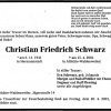 Schwarz Christian Friedrich 1941-2001 Todesanzeige